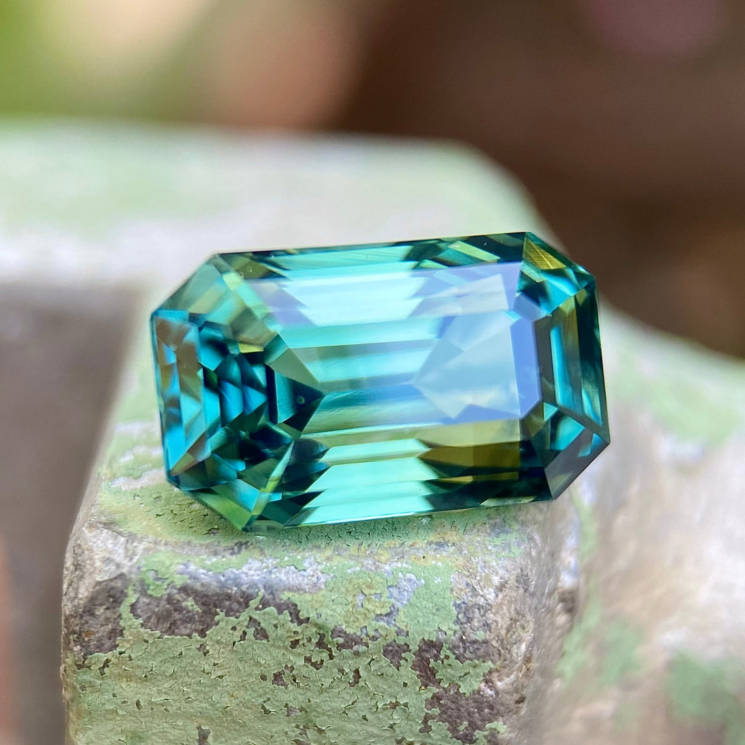 Ethically sourced Madagascar sapphire — Green, Yellow, Blue, and peacock hues — unheated natural gemstone by Caleb B. Quashen International.
