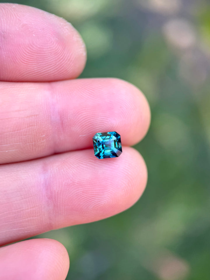 2.11CT Sapphire: Vibrant Peacock Teal Blue Green Precision Squared Emerald Cut