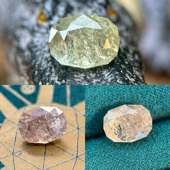 2.28CT Sapphire: Earthy Green Color shift to Earthy Faint Pink Peach Custom Oval Brilliant