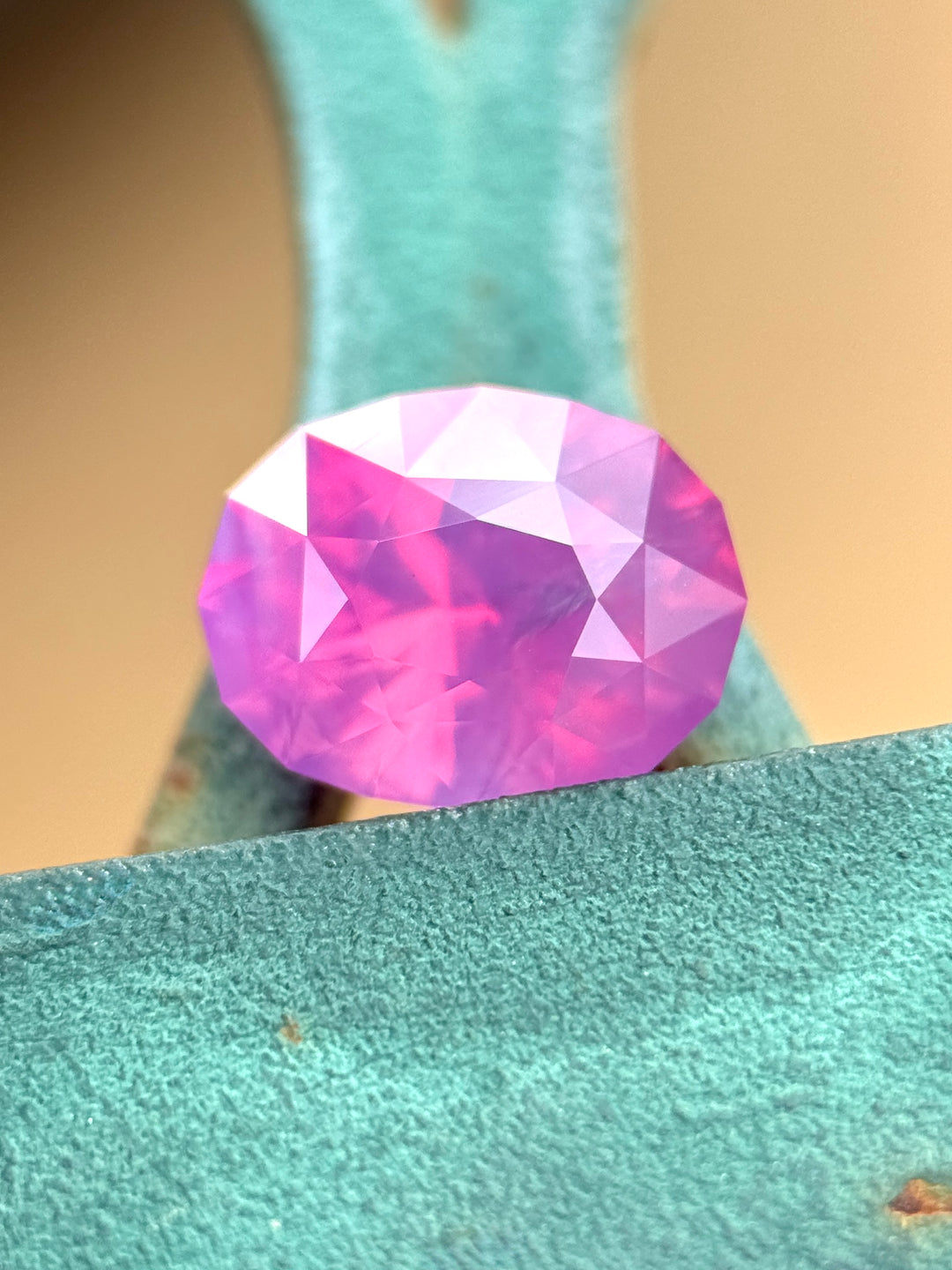3.40CT Sapphire: Opalescent Vivid Purplish Red Pink Precision Custom Oval Brilliant Cut