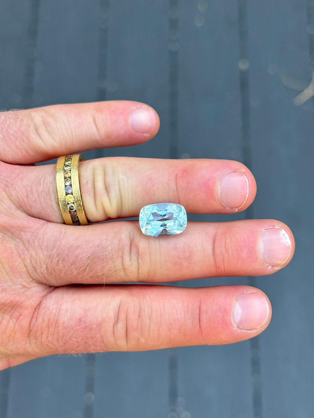 7.30CT Colorado Aquamarine: Icy Sky Blue Custom Antique Style Cushion