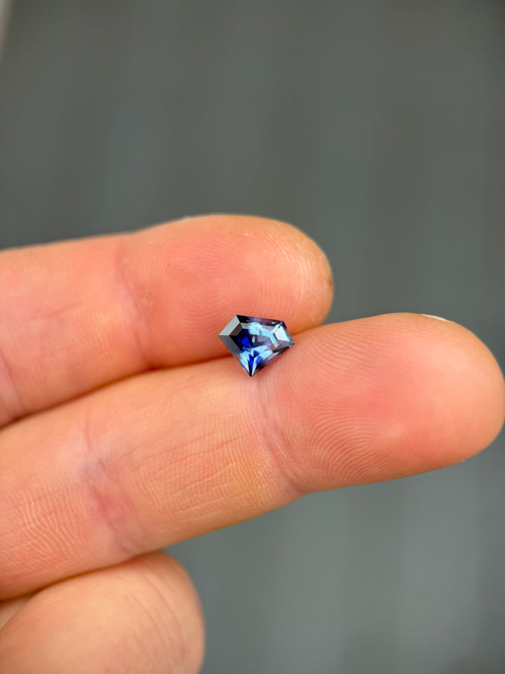 1.60CT Sapphire: Inky Royal Blue-Blue Colorless Parti Shield Step Cut