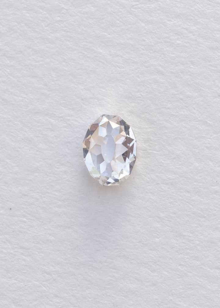 Face-up 1.08 carat oval Mughal cut diamond photographed on white, clearly showing the elongated central table and surrounding geometric facet arrangement.