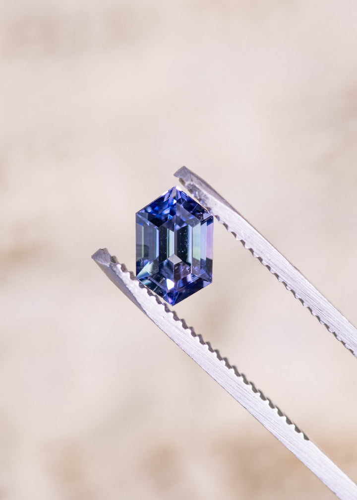 1.31CT Tanzanite: Blue and Purple Hexagon Step Cut