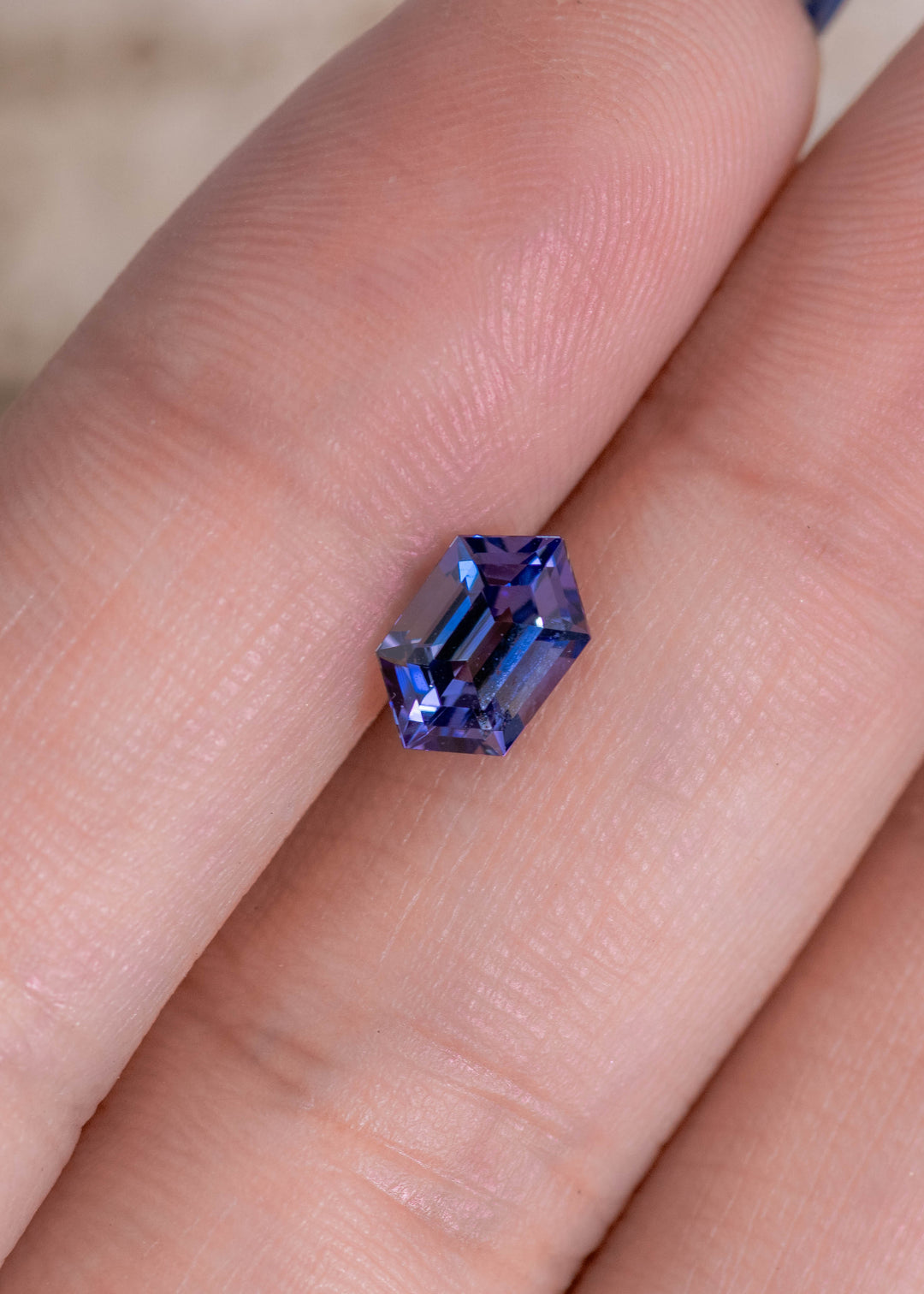 1.31CT Tanzanite: Blue and Purple Hexagon Step Cut