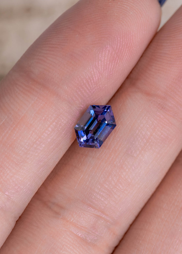 1.31CT Tanzanite: Blue and Purple Hexagon Step Cut