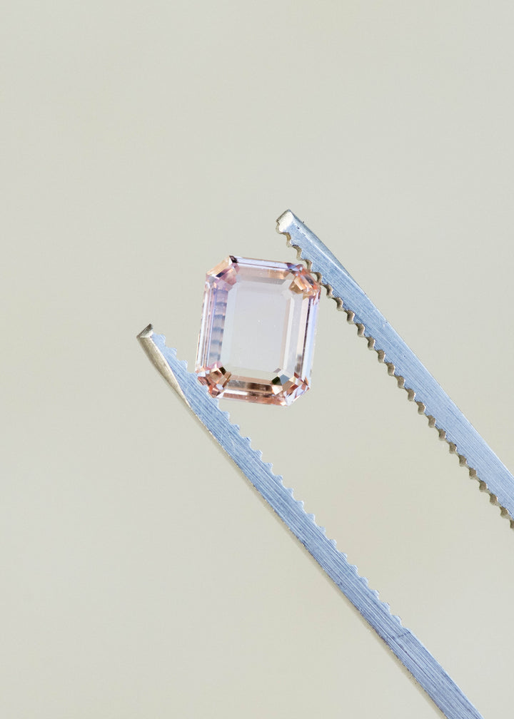 1.50CT Sapphire: Ballet Pink Peach Octagonal Portrait Cut