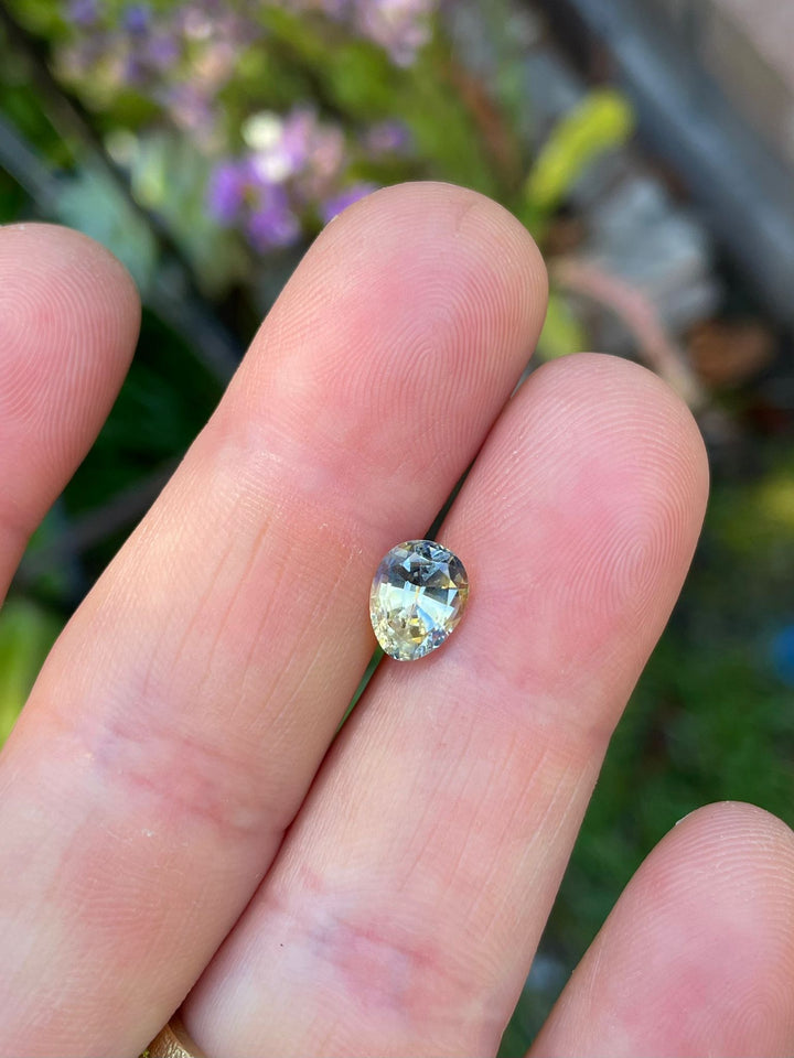 Sri Lankan Parti Yellow Blue Sapphire, Poval Peared Oval Parti Cut, 1.95 Carats, 8.29 x 6.45 x 4.55 mm, Ethically Sourced, No Treatment, Priced at $1950.00