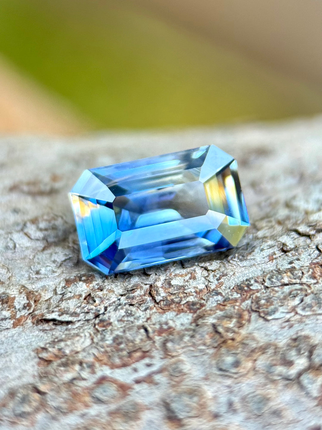 2.08CT Sapphire: Blue Yellow Parti Precision Elongated Emerald Cut