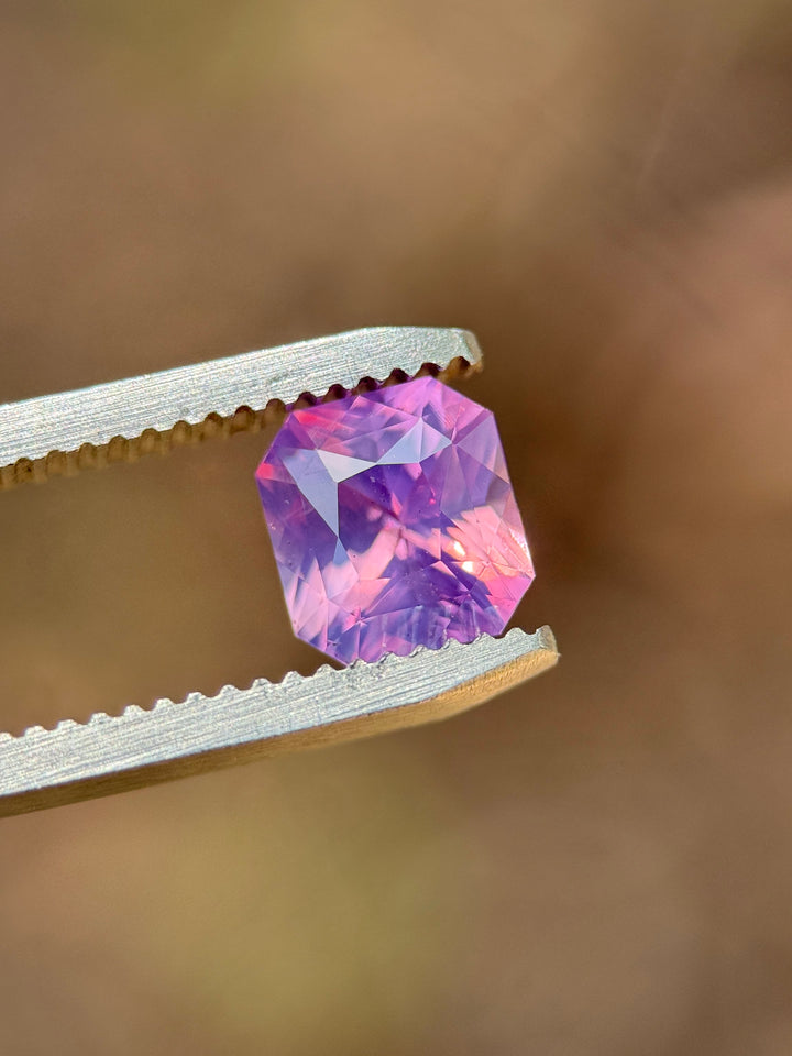 2.00CT Sapphire: Opalescent Purple Pink Parti Custom Radiant Cut