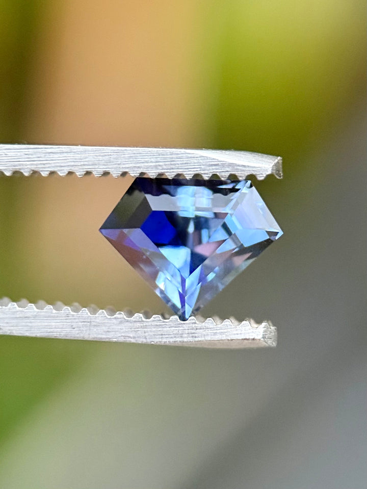 1.60CT Sapphire: Inky Royal Blue-Blue Colorless Parti Shield Step Cut
