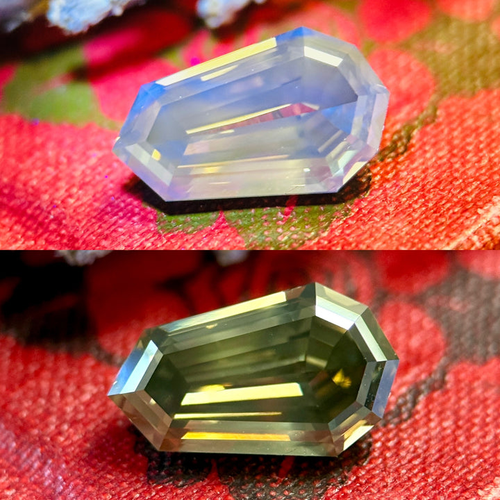 3.00CT Diamond: Fancy Green Gray Shield Step Cut