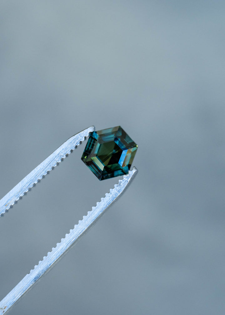 2.06CT Sapphire: Teal Forest Green Custom Hexagonal Step Cut