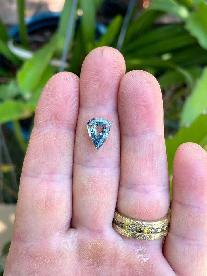 Sri Lankan Color Change Sapphire, Gray to Violet, Modified Geometric Step Cut Portrait Pear, 2.51 Carats, 10.13 x 8.82 x 3.17 mm, Ethically Sourced, No Treatment, Priced at $3825.00