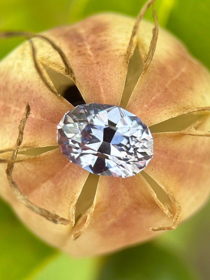 1.61CT Sapphire: Color Change Silvery Lavender Peach to Mauve Purple Precision Custom Oval Brilliant Cut