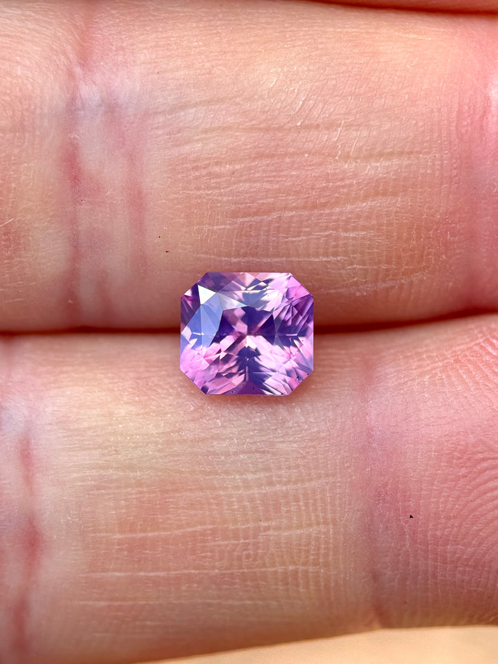 2.00CT Sapphire: Opalescent Purple Pink Parti Custom Radiant Cut