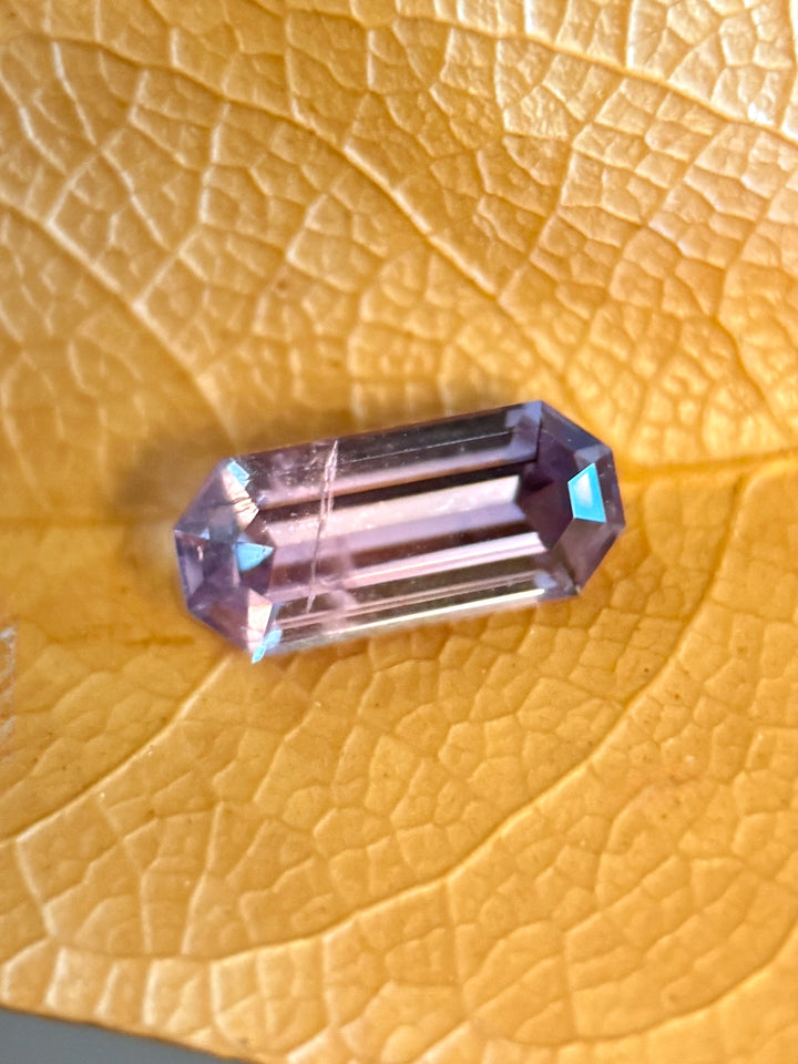 1.45CT Sapphire: Gradient Steely Purple Color Shift Elongated Custom Emerald Cut