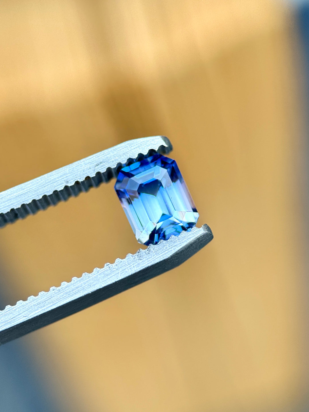 1.04CT Sapphire: Royal Blue And Colorless Parti Emerald Cut