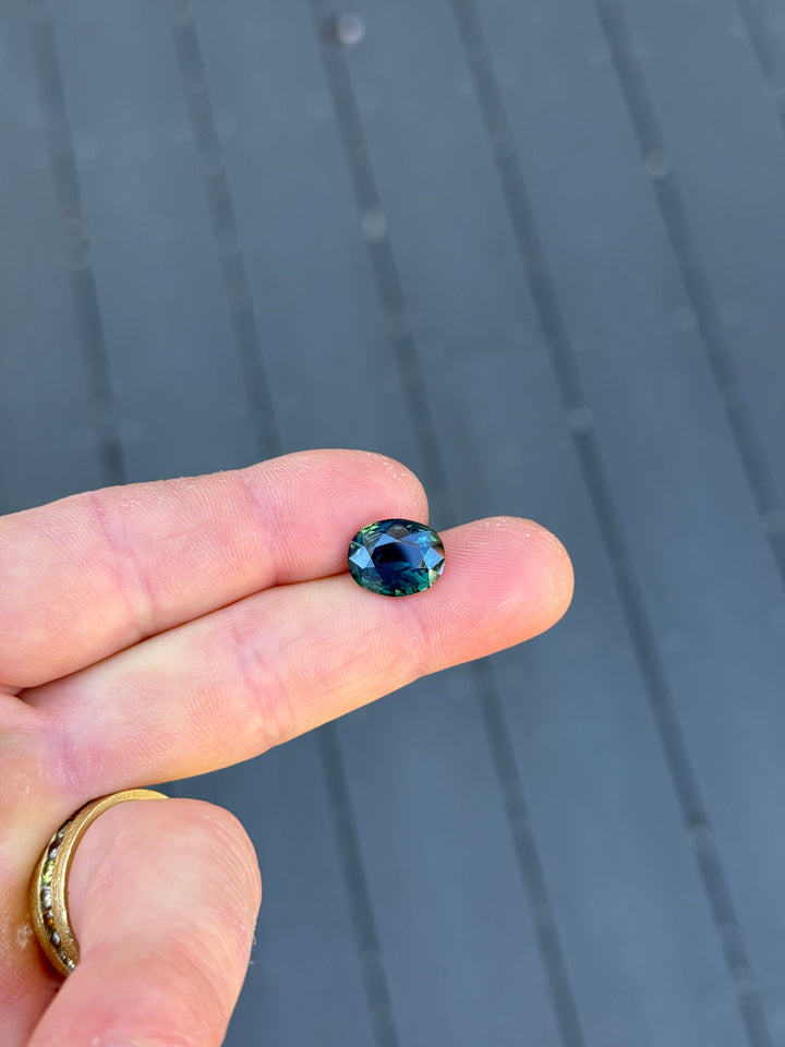 5.71CT Sapphire: Vibrant Teal Blue Green Custom Antique Style Oval Modified Brilliant Cut