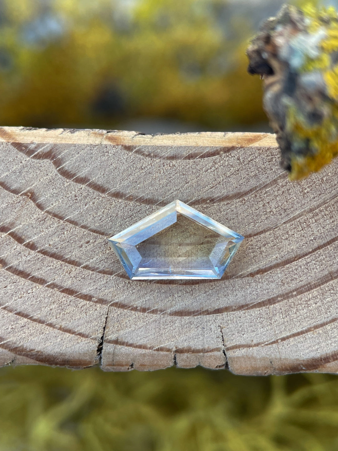 1.20ct Sapphire: Yellow, Powder Blue, and Cornflower Blue Geometric Step Cut Portrait
