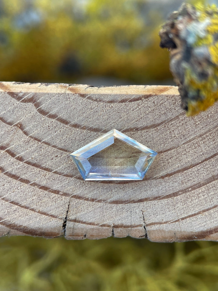 1.20ct Sapphire: Yellow, Powder Blue, and Cornflower Blue Geometric Step Cut Portrait