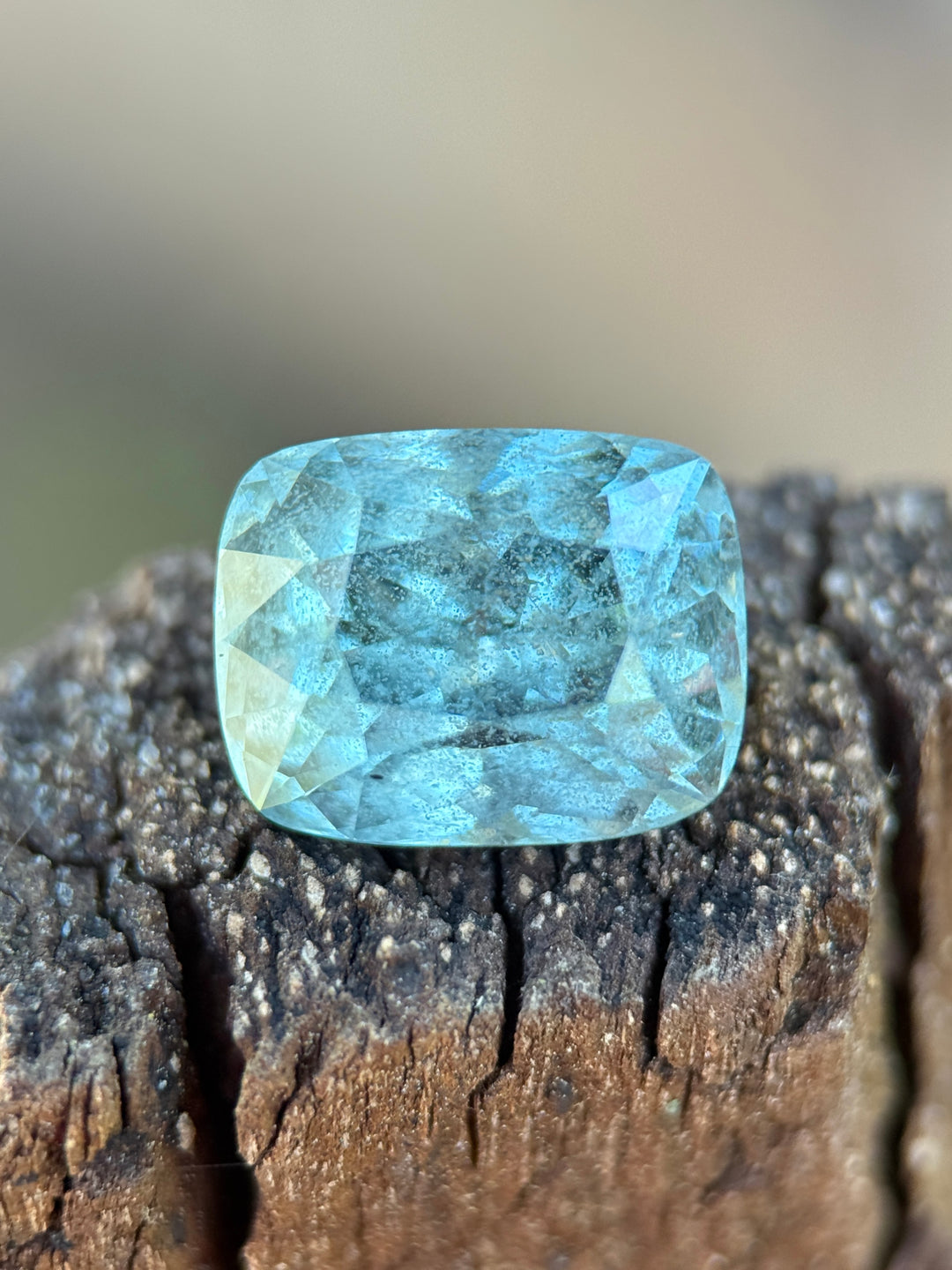 7.49CT Sapphire: Seafoam Blue Green Salt + Pepper Elongated Cushion Mix Cut