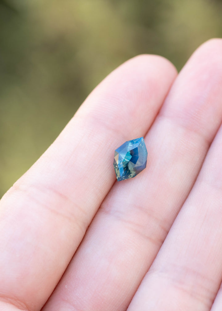 3.02CT Sapphire: Opalescent Teal Parti Precision Custom Geometric Rhombus Marquise Cut