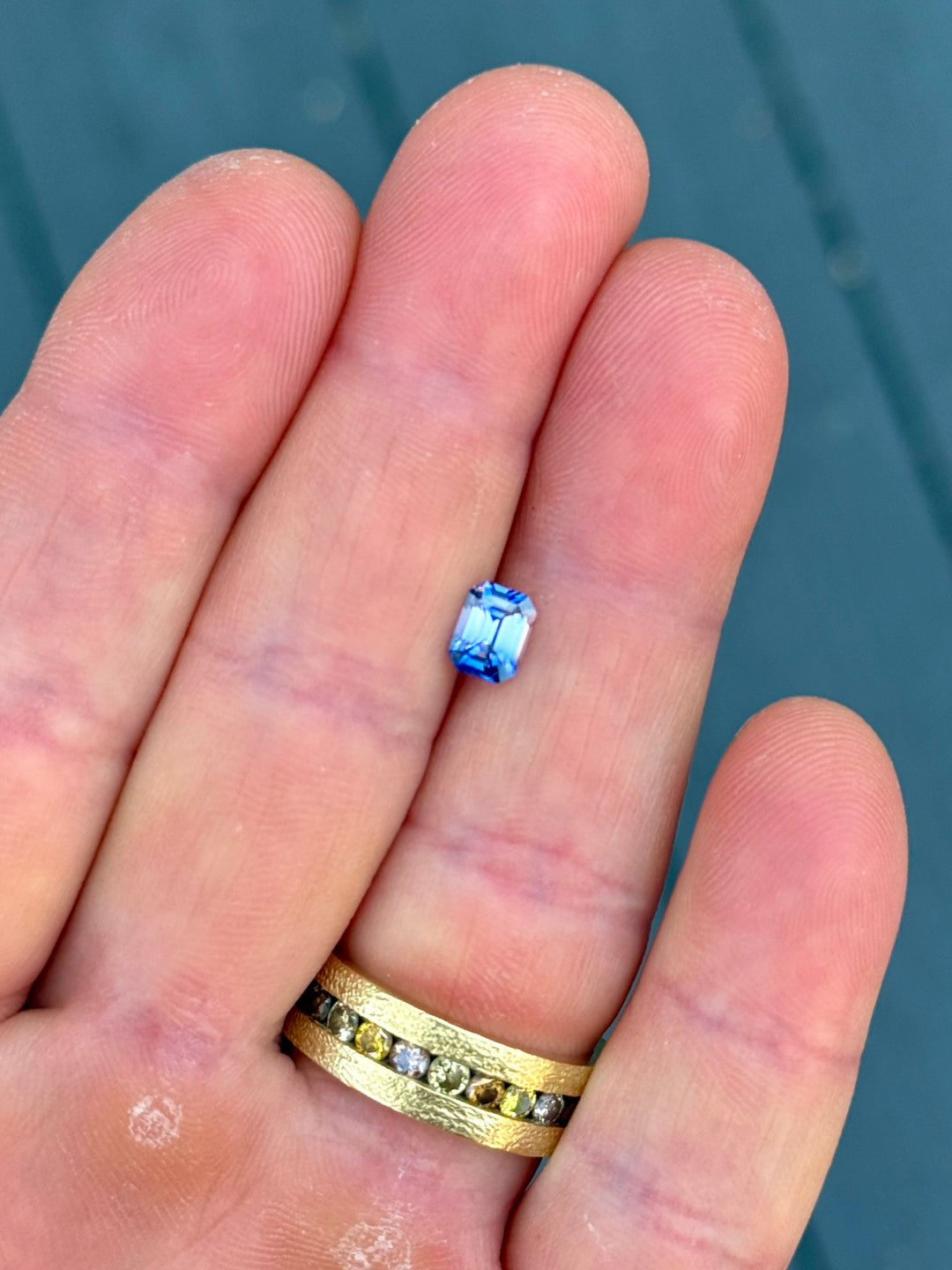 1.04CT Sapphire: Royal Blue And Colorless Parti Emerald Cut