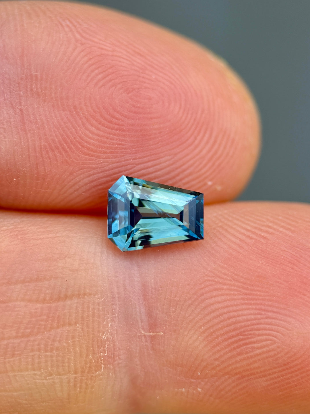 1.57CT Sapphire: Vibrant Green Teal Blue Custom Coffin Step Cut