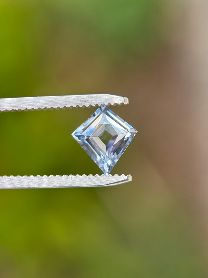 2.07CT Sapphire: Faint Yellow Colorless Blue Parti Antique Style Open Culet Kite Step Cut