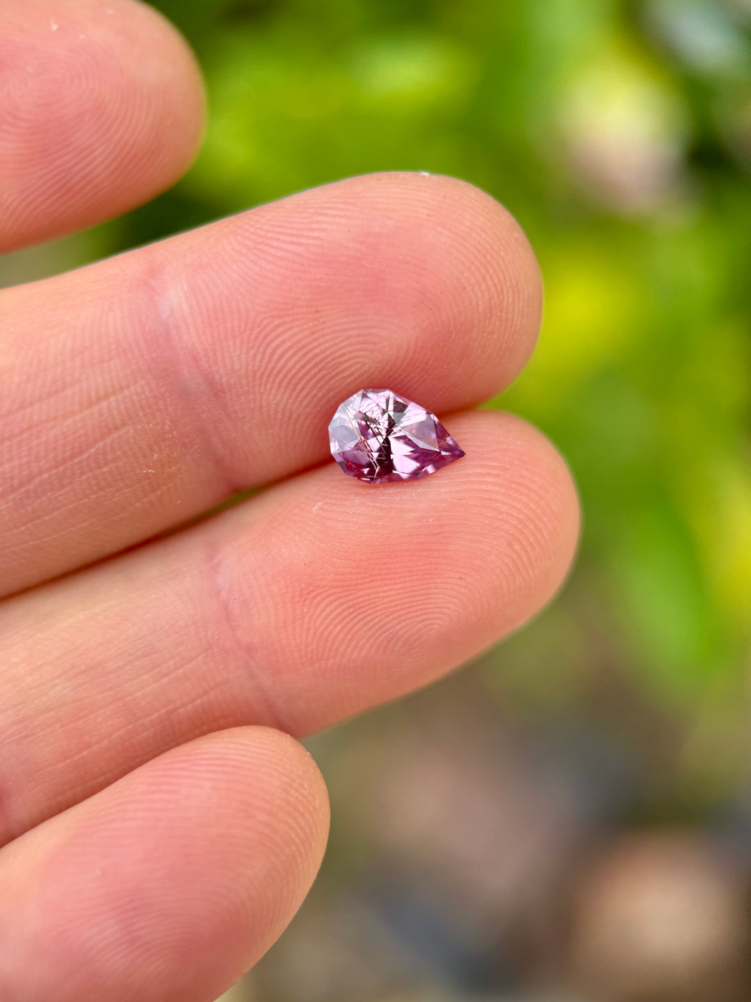 1.62CT Sapphire: Rutilated Rose Pink Precision Custom Geo Pear Mix Cut