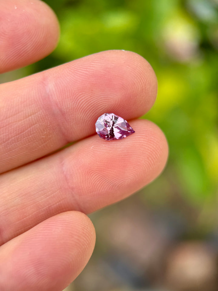 1.62CT Sapphire: Rutilated Rose Pink Precision Custom Geo Pear Mix Cut
