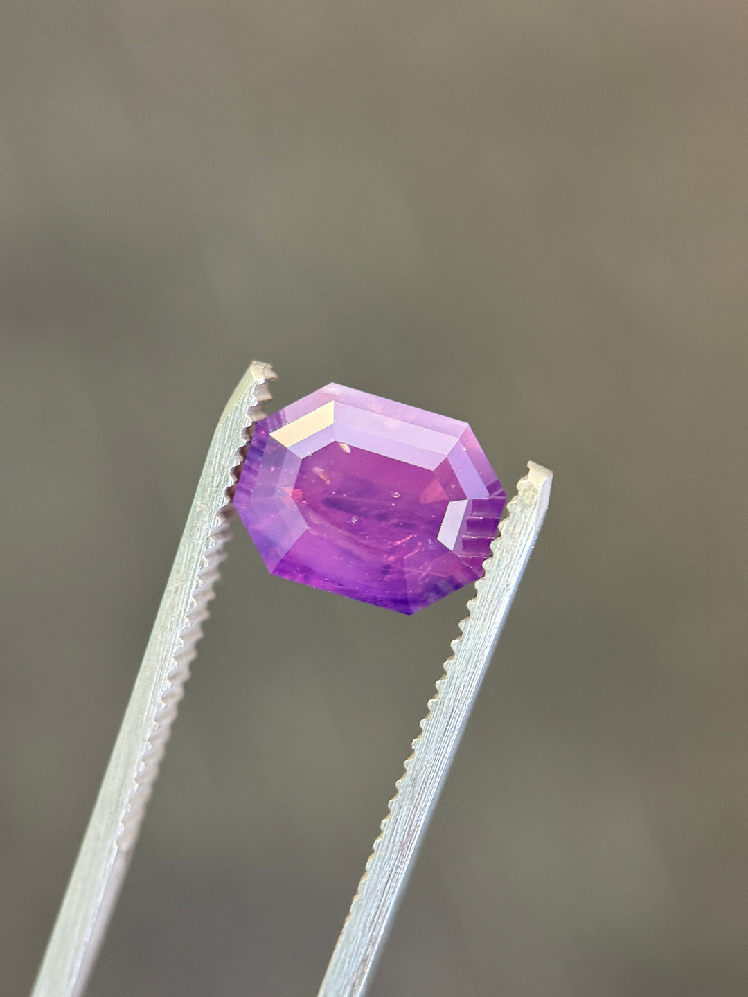 4.13CT Sapphire: Opalescent Purple Pink Antique Emerald Cut