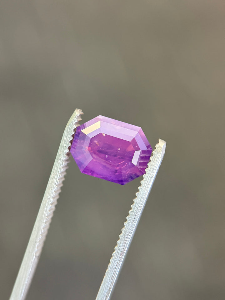 4.13CT Sapphire: Opalescent Purple Pink Antique Emerald Cut