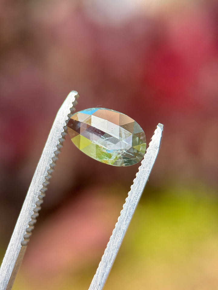 1.43CT Sapphire: Light Seafoam Bluish Green Free Form Rose Cut