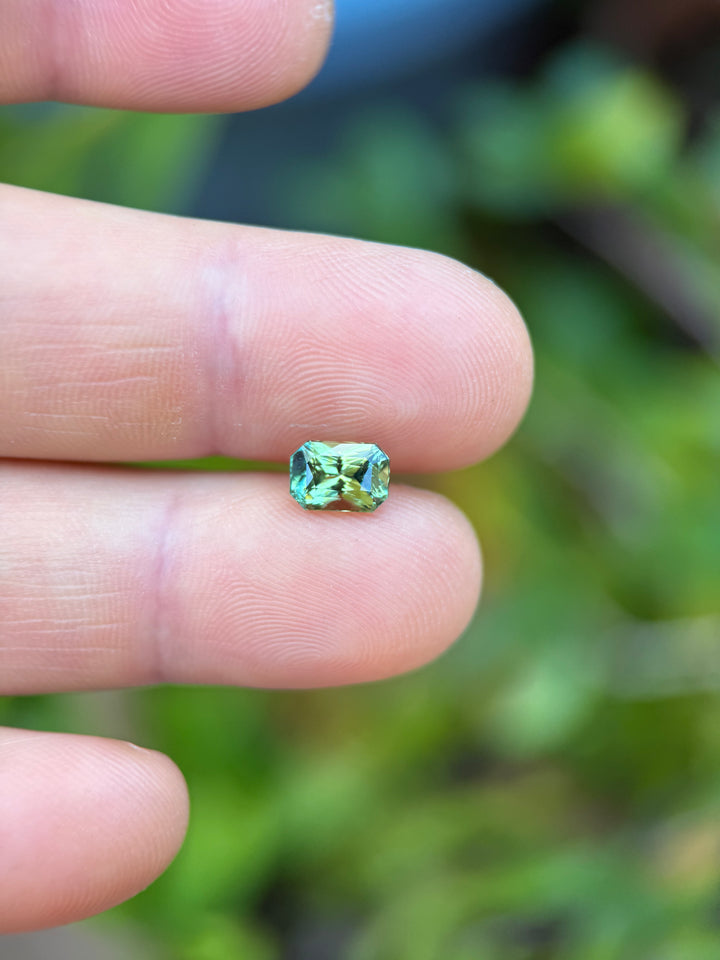 2.01CT Sapphire: Yellow Teal Blue Green Parti Precision Octagon Radiant Cut
