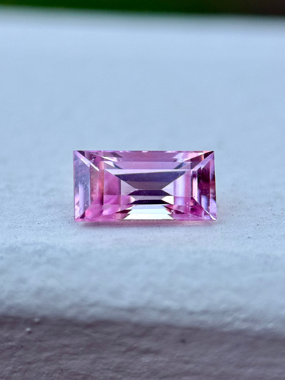 1.51CT Sapphire: Vivid Pink Custom Elongated Baguette Step Cut