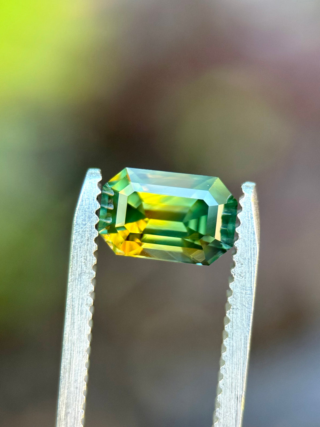 2.03CT Sapphire: Golden Yellow Green Parti Precision Emerald Cut