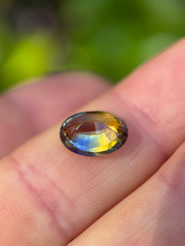 5.06CT Sapphire: Yellow Blue Parti Precision Custom Oval Mix Cut
