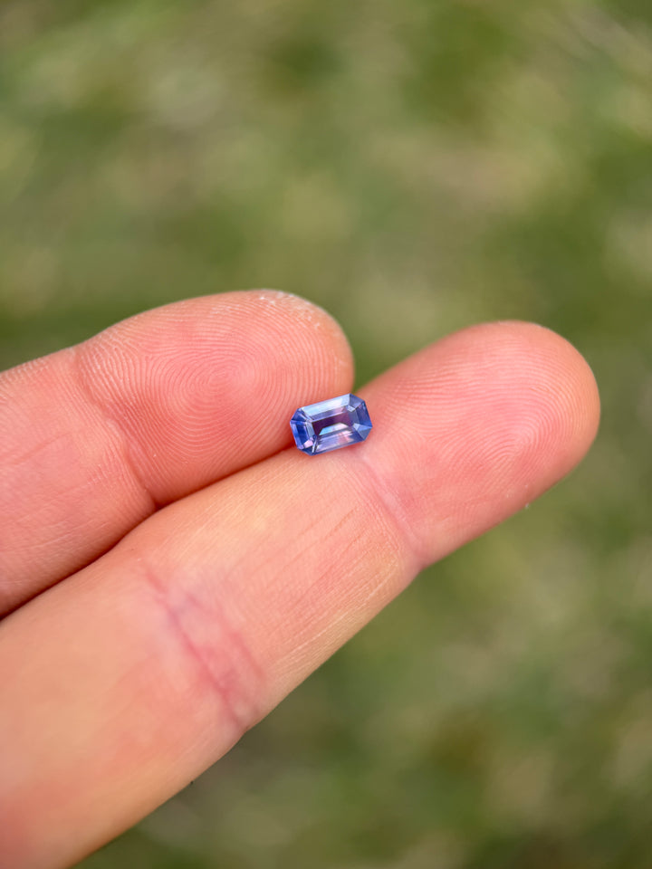 1.23CT Sapphire: Peach Pink Violet Purple Parti Precision Emerald Cut
