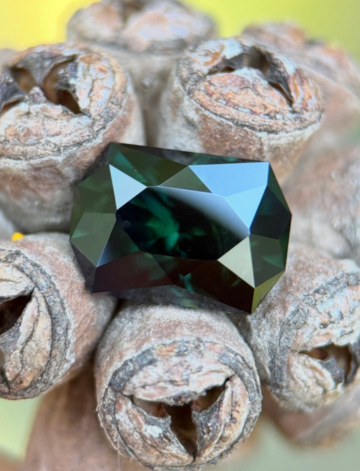4.34CT Sapphire: Deep Teal Blue Green Precision Custom Octagon Brilliant Cut