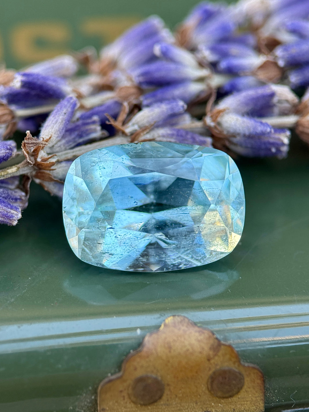 7.30CT Colorado Aquamarine: Icy Sky Blue Custom Antique Style Cushion