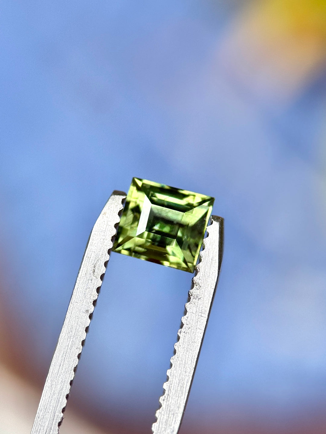 1.04ct Sapphire: Olive Green Antique Style Carre Cut