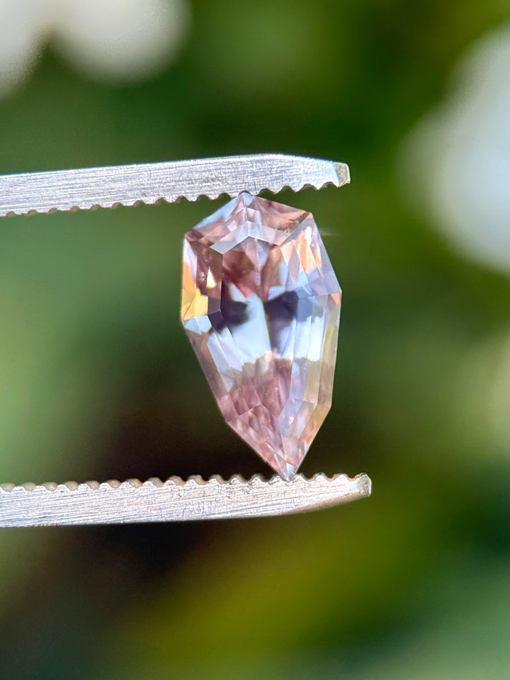 3.03CT Sapphire: Mauve Dusty Rose Pink Custom Precision Geometric Pear Cut