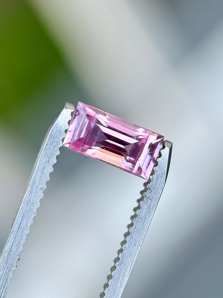 1.51CT Sapphire: Vivid Pink Custom Elongated Baguette Step Cut