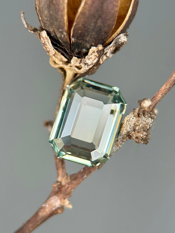 2.64CT Sapphire: Earthy Teal Green Antique Style Emerald Portrait Cut