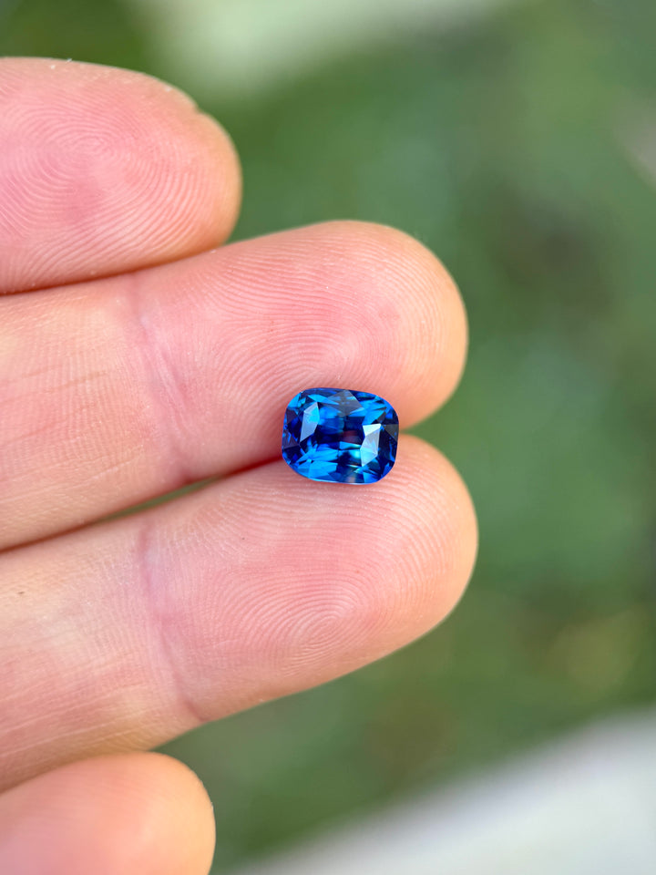 3.03CT Sapphire: Royal Blue Yellow Parti Precision Elongated Cushion Mix Cut