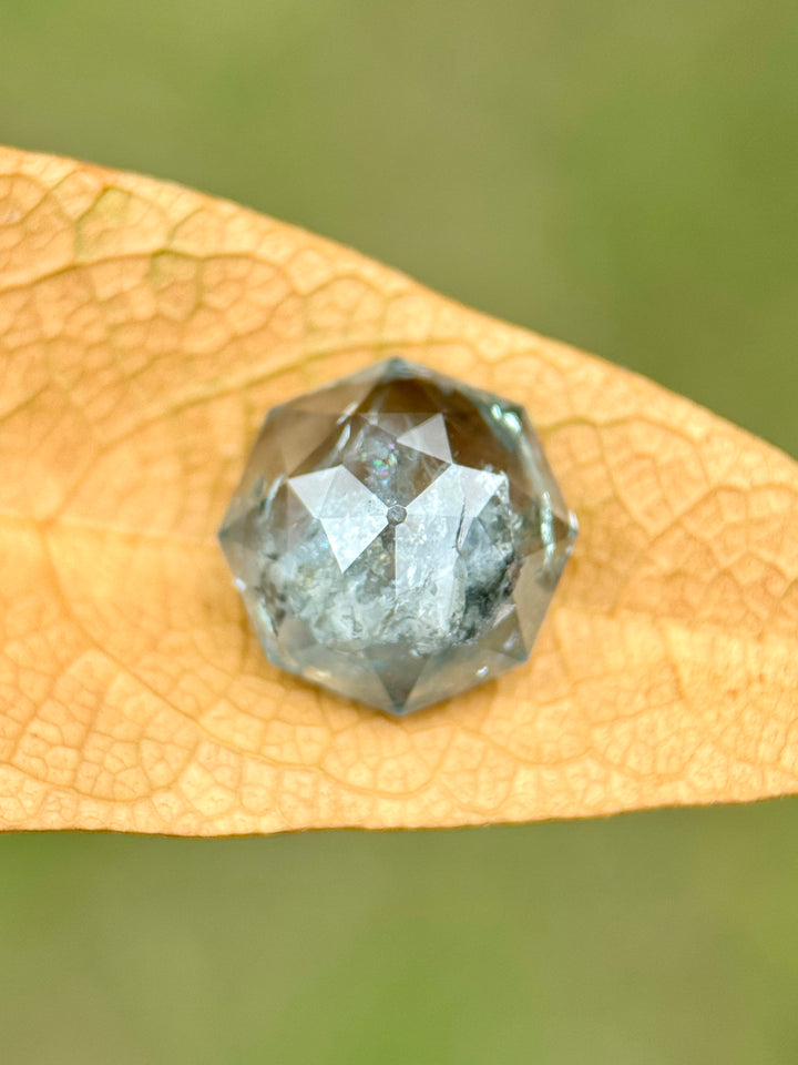 3.60CT Sapphire: Sage Teal Blue Green Antique Style Precision Custom Octagon Rose Cut