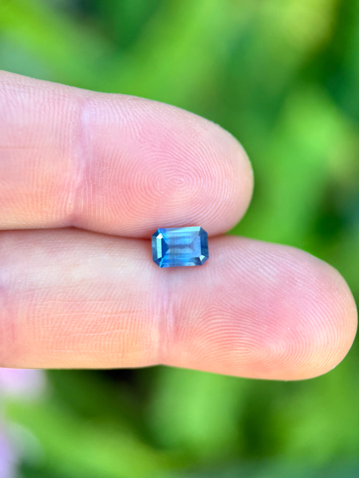 1.16CT Sapphire: Grey Denim Blue Parti Precision Emerald Cut
