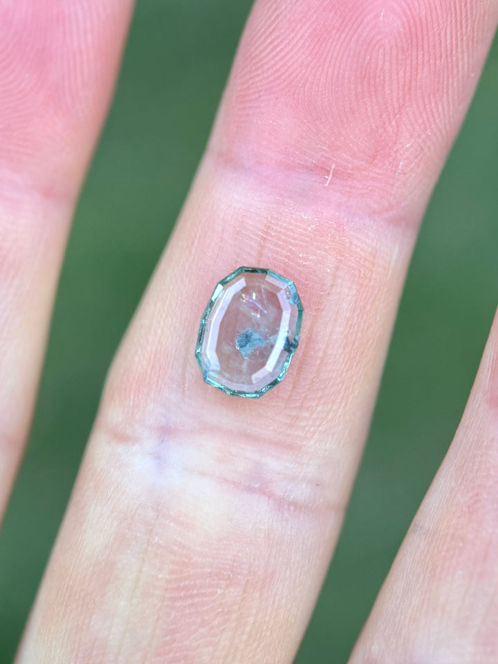 1.84CT Sapphire: Seafoam Green Geometric Oval Portrait Cut